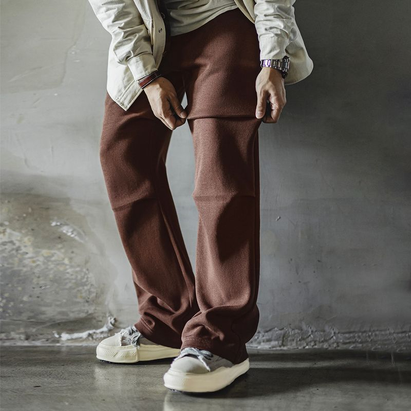Maden retro double pleated drop feeling paratrooper pants, loose straight tube elastic waist, no ironing casual sweatpants