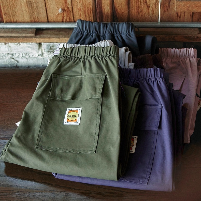 Japanese Outdoor Waterproof Drawstring Tied Leg Men'S Straight Leg Workwear Casual Pants