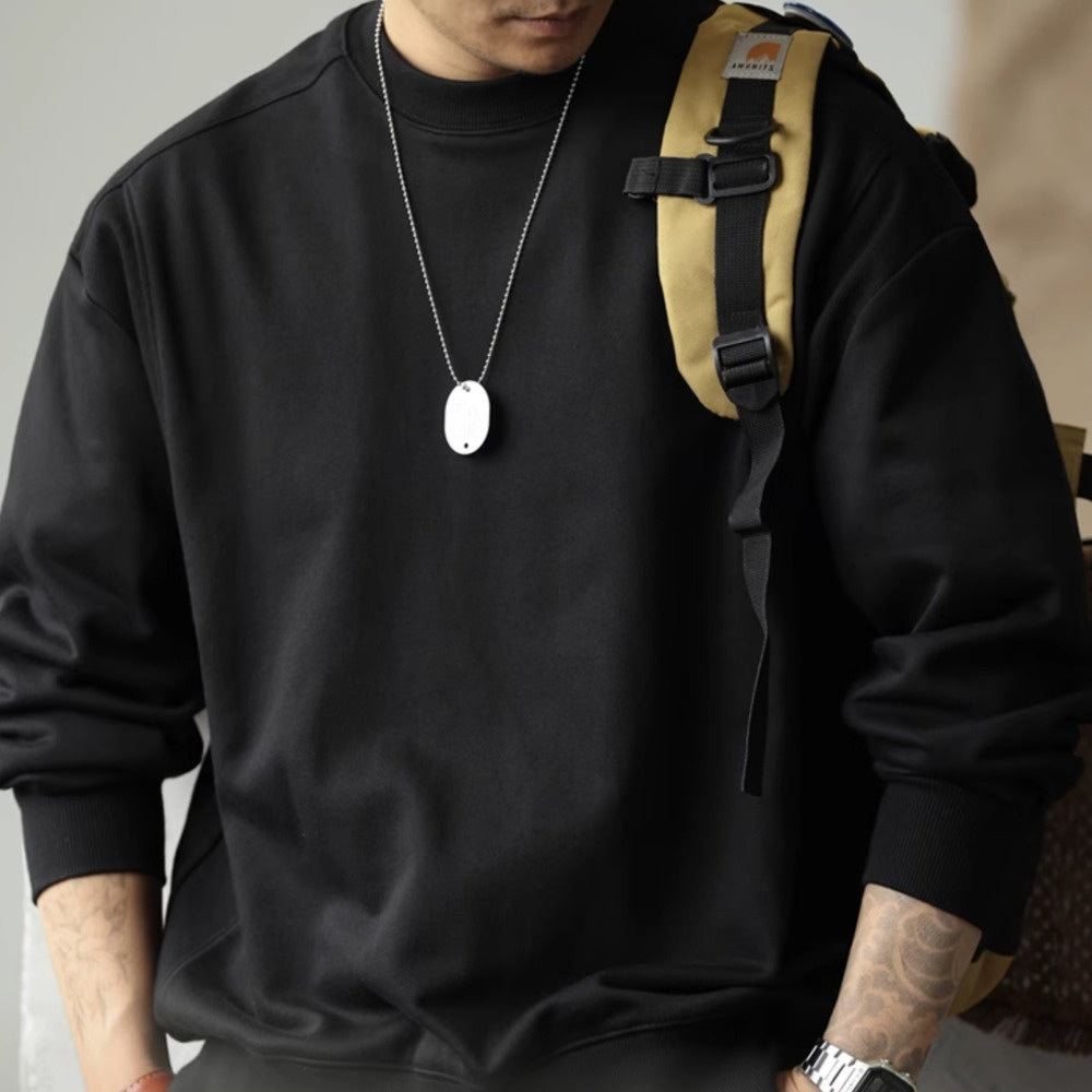 Arman hoodie loose round neck 390g threaded splicing clean top