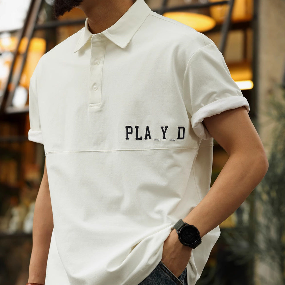 Summer 210g embroidered printed casual breathable short sleeved polo shirt