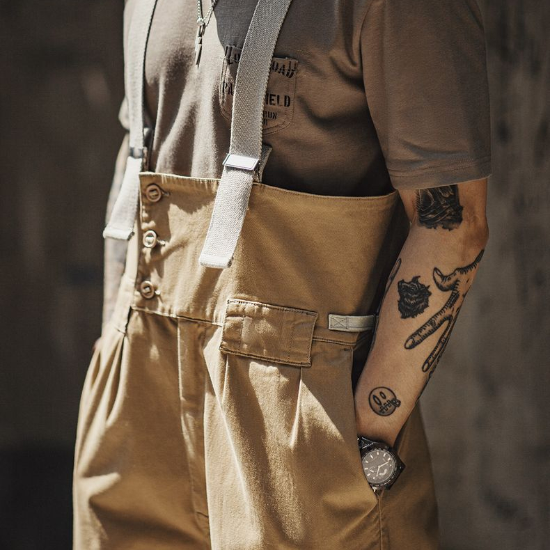 American Amikaji Retro Loose BF Straight Strap Pants Casual Strap Long Pants