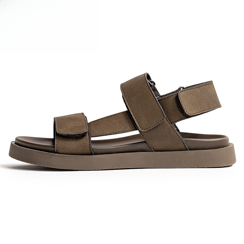 Maden summer new men's outdoor leather soft sole casual anti slip external wearing slippers