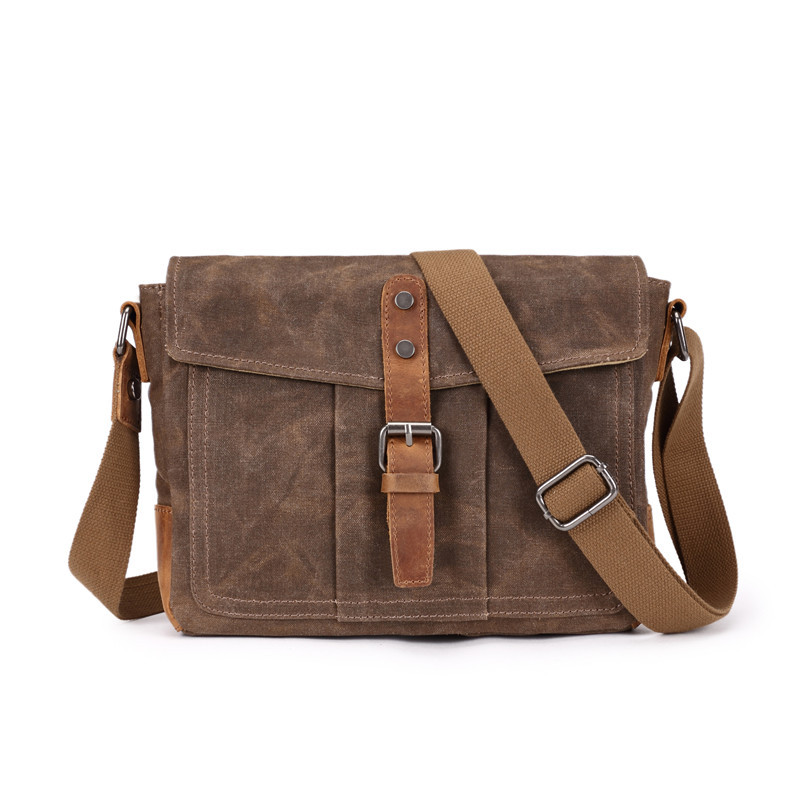 American retro style men's casual waterproof canvas crossbody bag