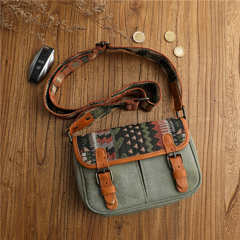 Retro Ethnic Style Embroidered Special-Interest Design Crossbody Canvas Bag