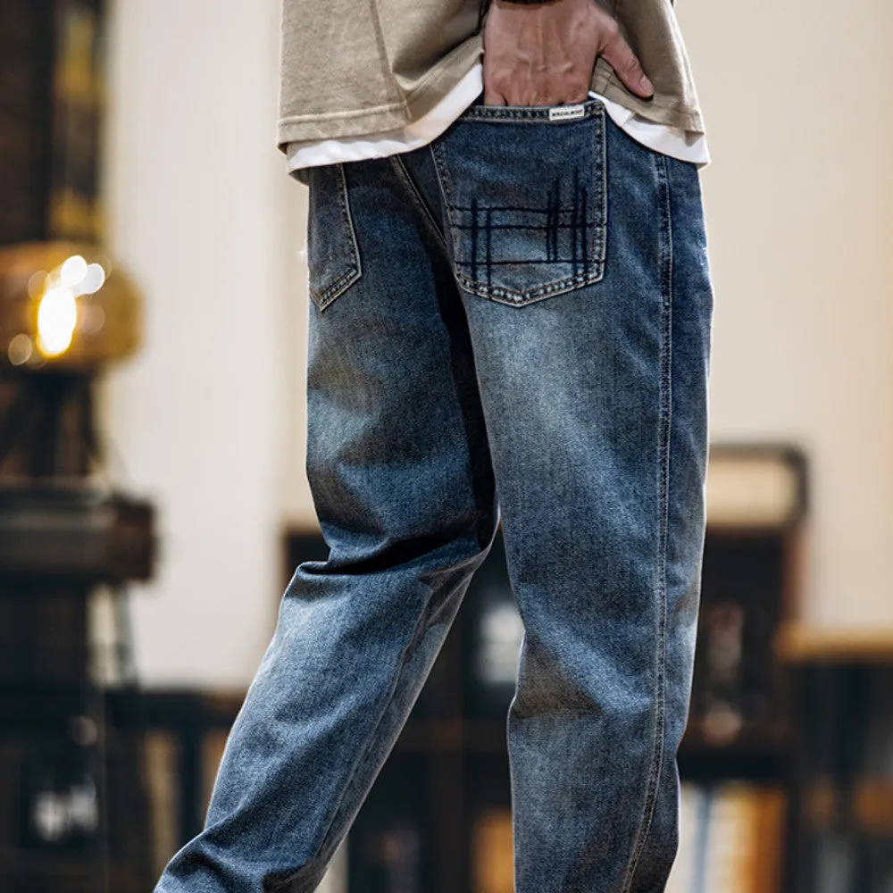 American retro spring/summer new washed casual men's denim jeans