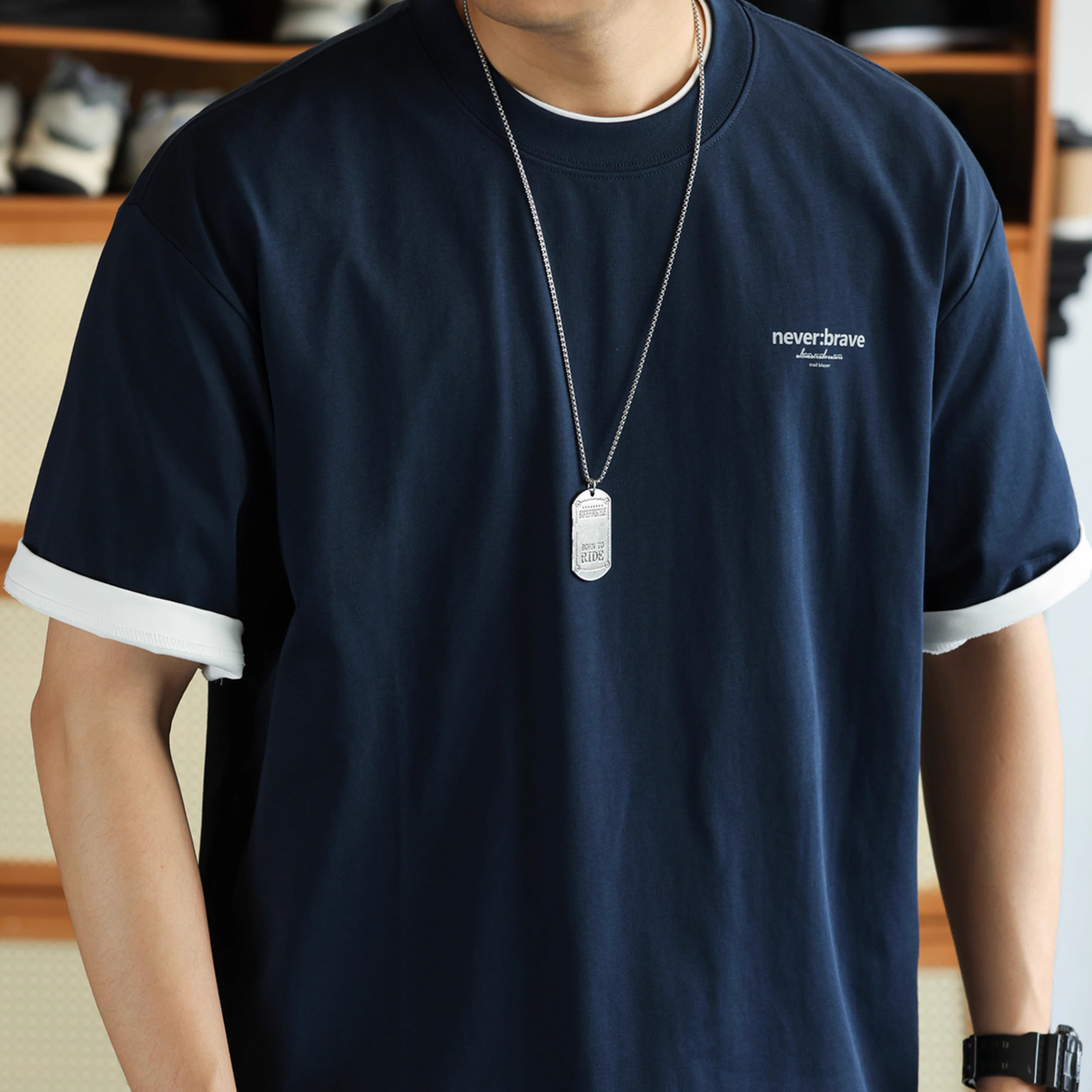 Summer American casual men's shoulder drop quick drying T-shirt