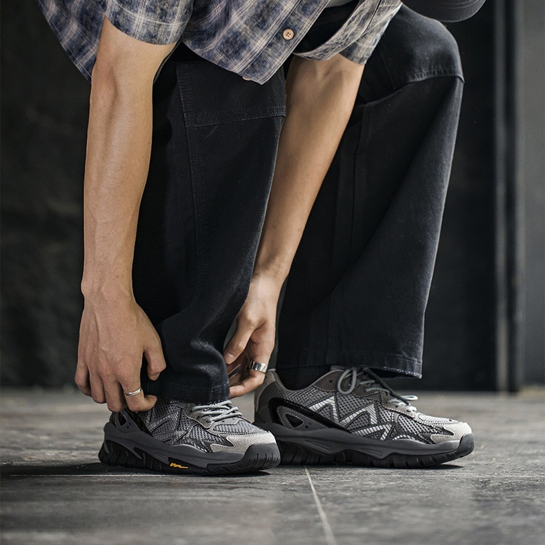 Retro Shark Teeth Men's New Thick Bottom Sports and Leisure Mesh Shoes