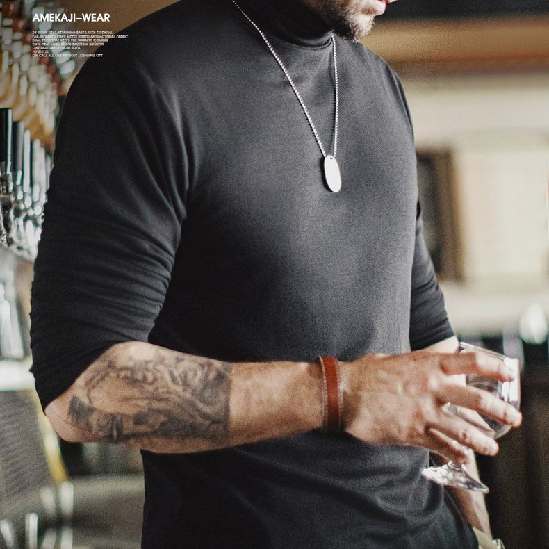 Old Money Style Men's Casual Antibacterial Half High Collar Warm Long Sleeve T-shirt