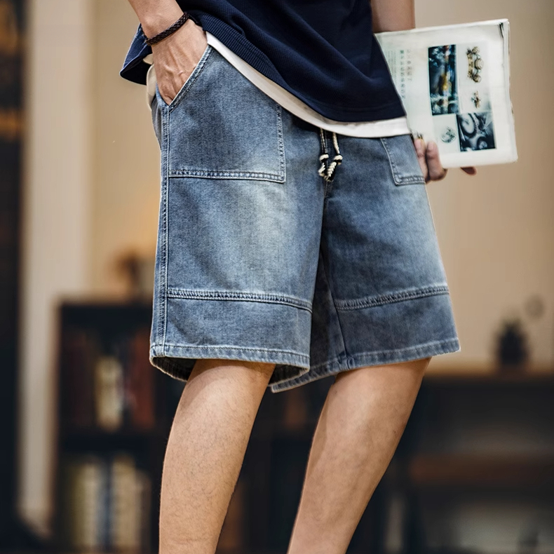 Summer American retro Lyocell washed denim shorts