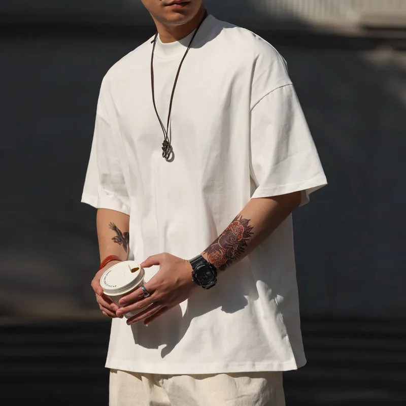 American style 230g men's loose casual wrinkle resistant short sleeved T-shirt