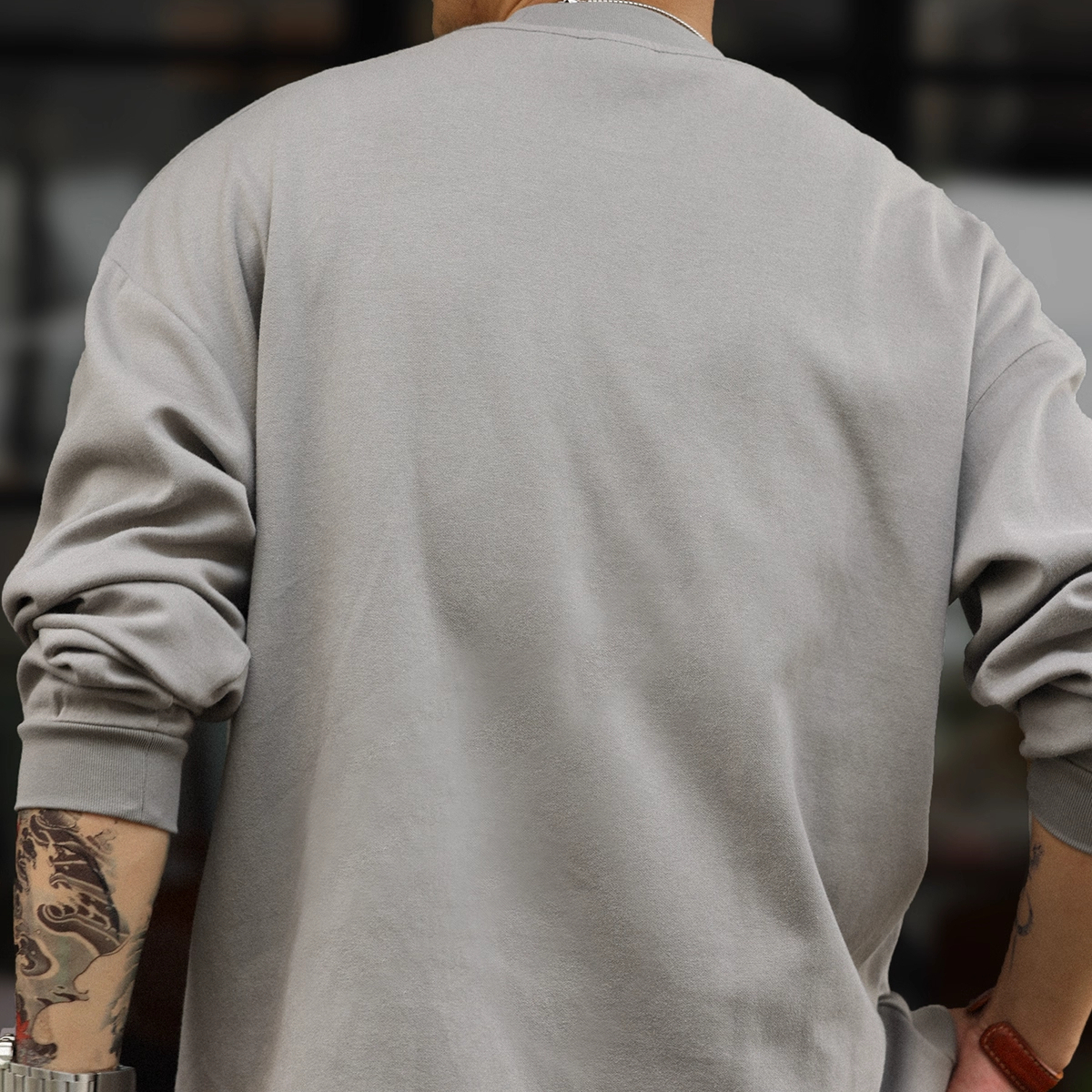 300g Retro Baseball Embroidered Men's Casual Long Sleeved T-Shirt