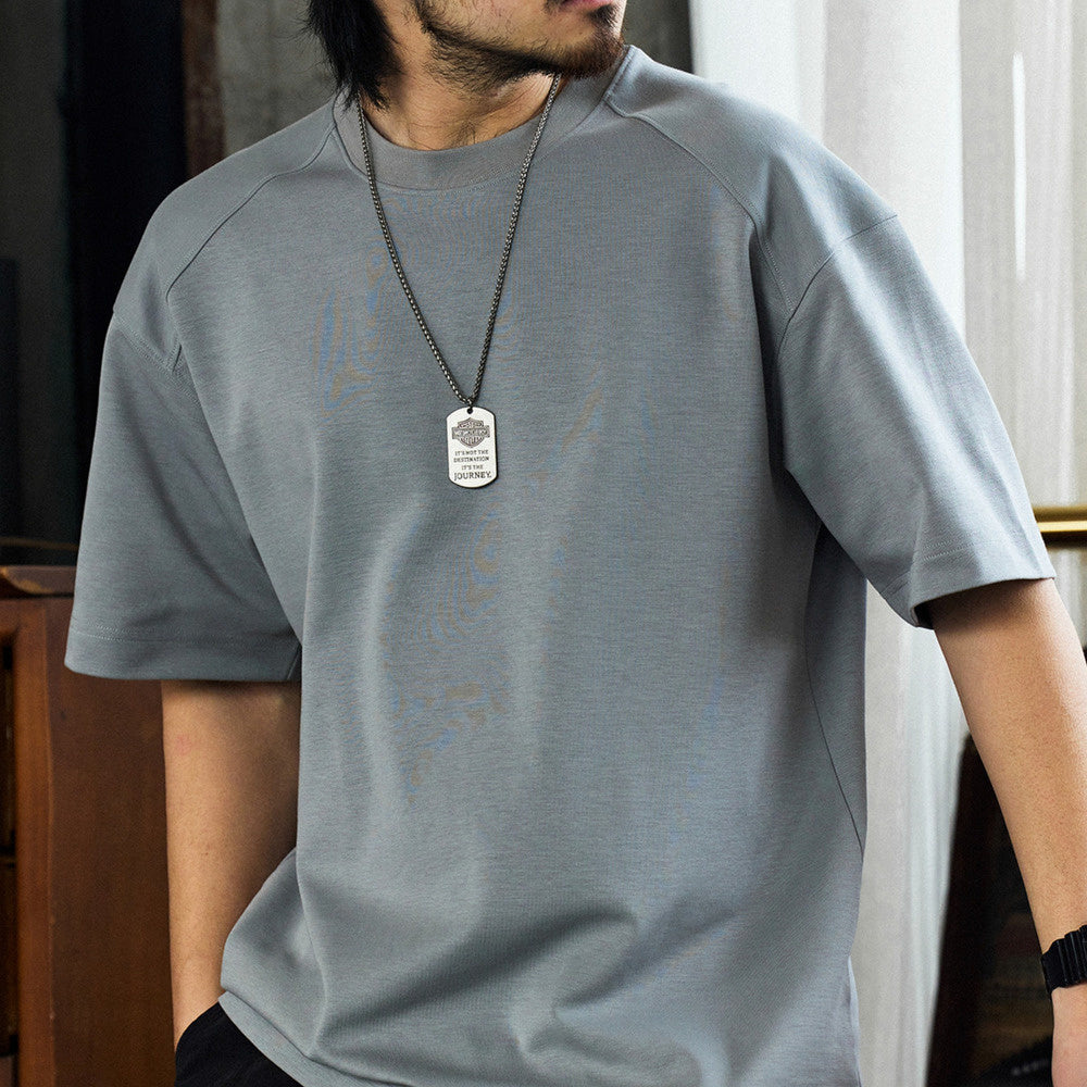 American 240g long staple cotton men's loose round neck casual T-shirt