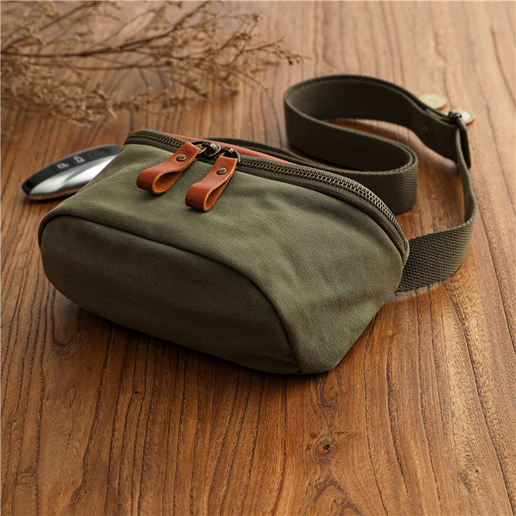 Simple retro street casual large capacity canvas crossbody bag