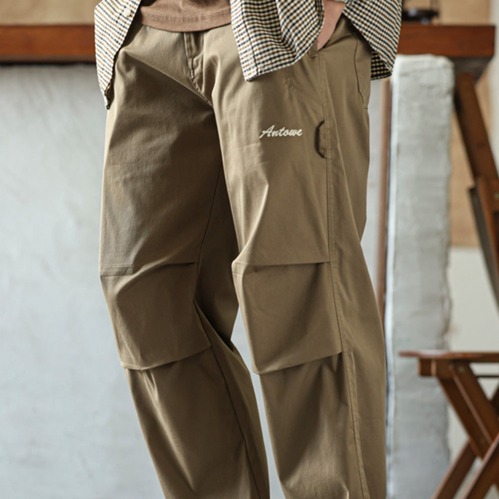 Heavyweight Layered Pleated Designer Work Pants Outdoor Loose Straight