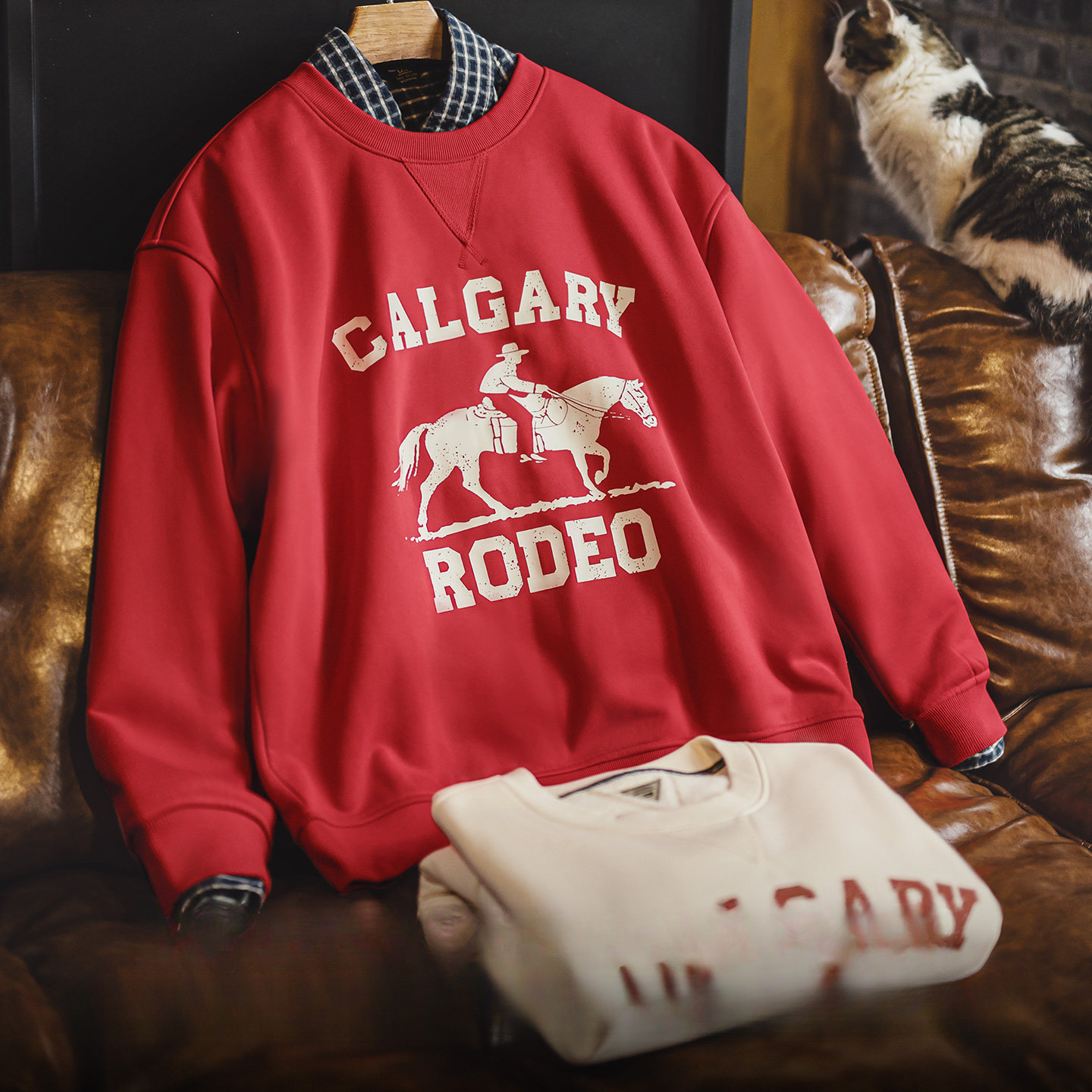American Year of the Horse limited edition red hoodie with plush printed warm round neck T-shirt
