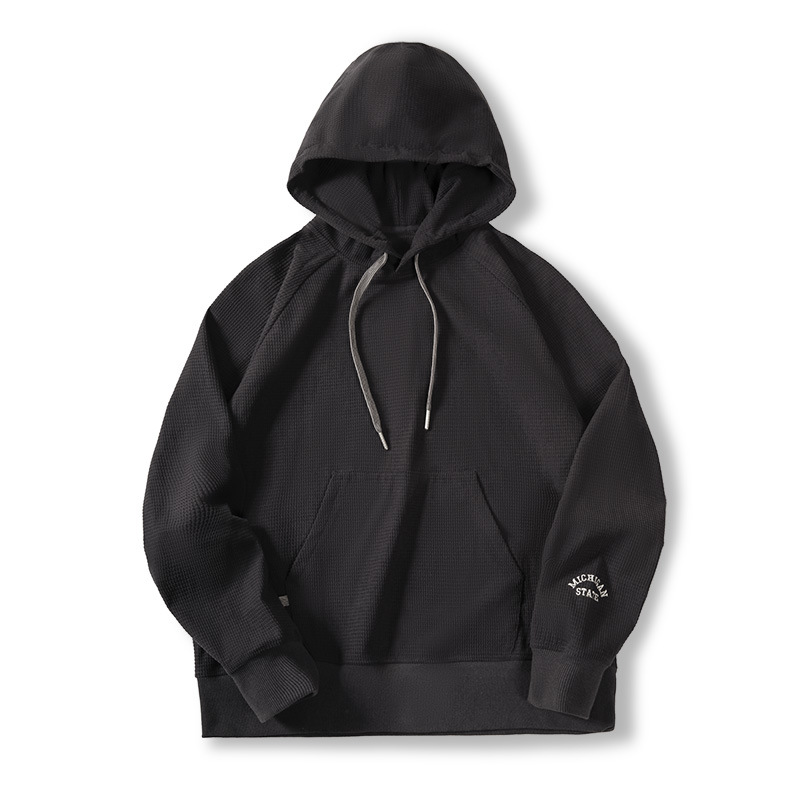 Maden Retro Corn Embroidered Hooded Sweater All-Match Solid Color Pullover