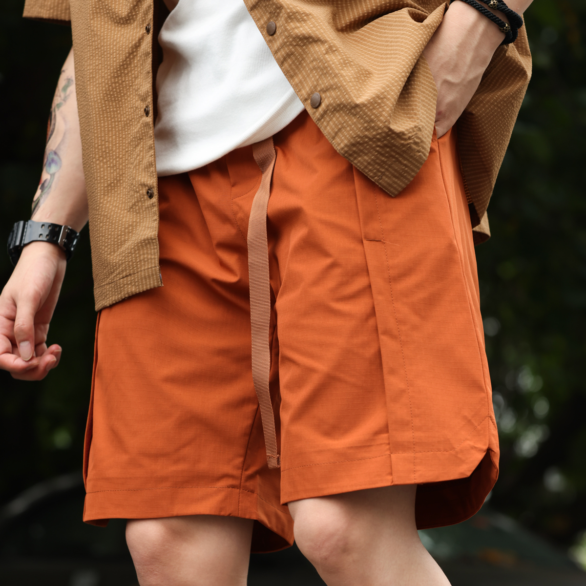 American casual men's plaid tactical waistband sports workwear shorts