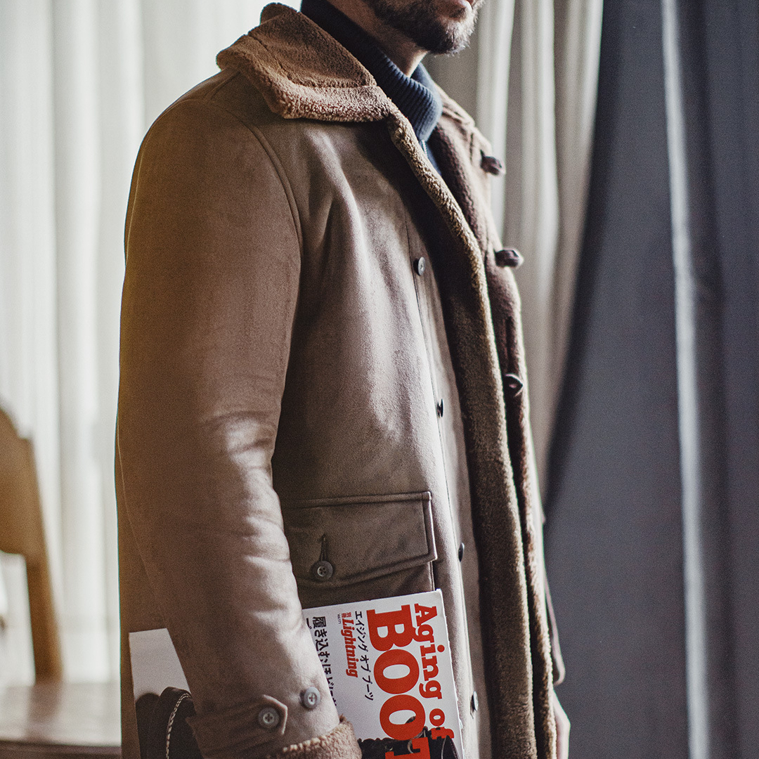 American Retro B7 Suede Parka Coat Medium Long Imitation Lamb Wool Thick Coat