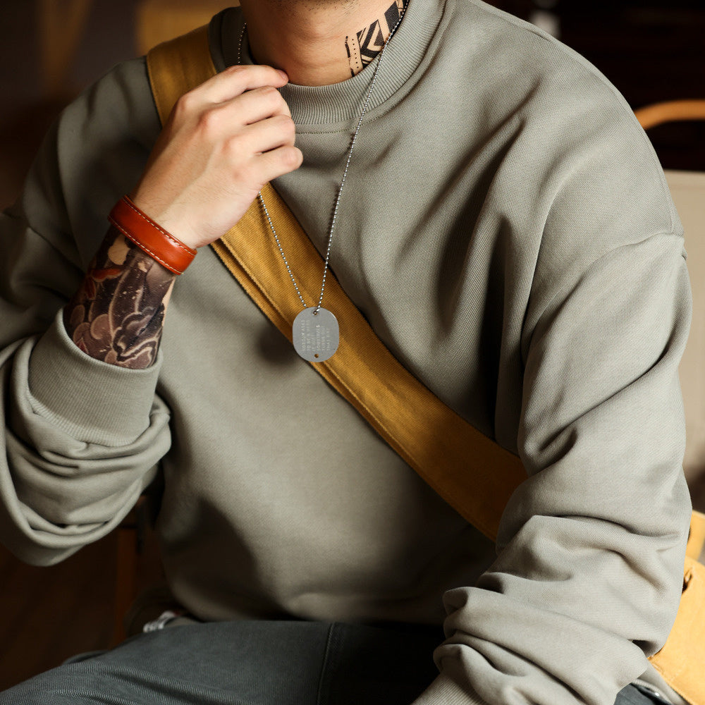 Leisure 480g round neck sweatshirt men's looped bottom pure cotton vintage sports top