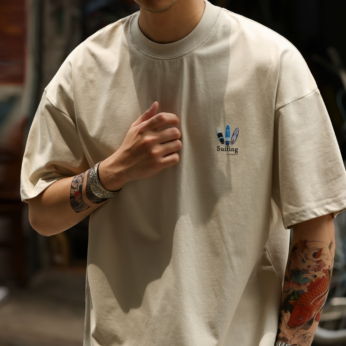 American casual fun printed men's 230g short sleeved T-shirt