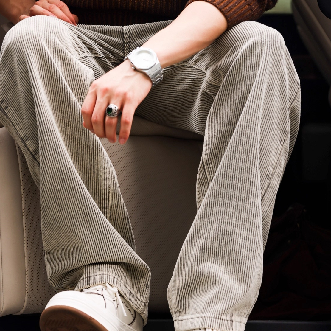 American Retro Corduroy Men'S Loose Washable Vibe Vibe Straight Leg Casual Jeans