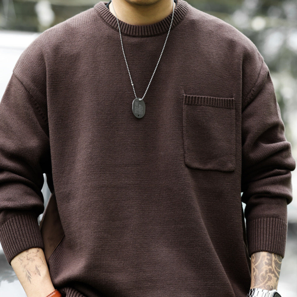 Lazy Sweater Men's Autumn and Winter New Style Pocket Hoodie Warm Base