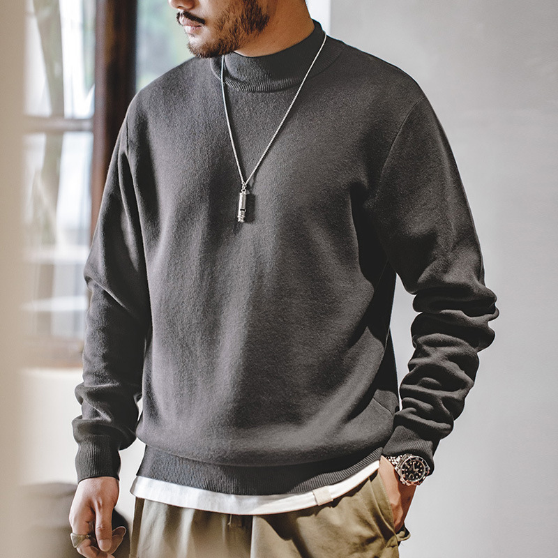 MADEN Casual Basic Style Mock Neck Sweater Thermal Head Cover Knitted Bottoming Shirt