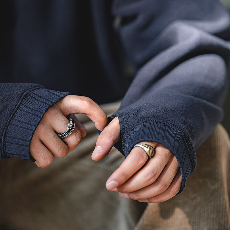 Maden Japanese-Style Retro round Neck Sweater Polar Fleece Inner Wear Warm Long Sleeves Thickened Coat