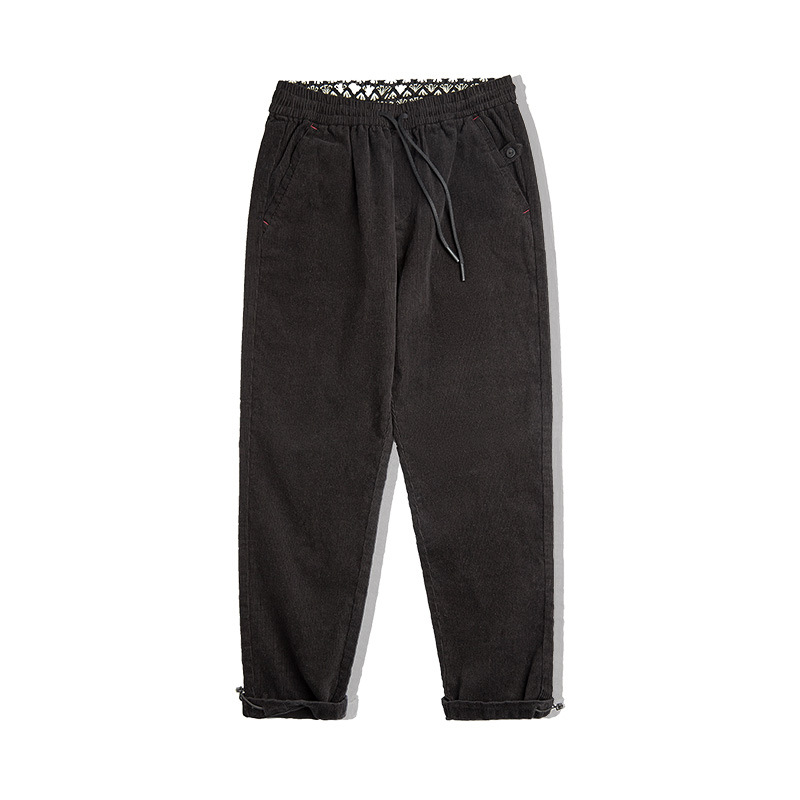 Maden American retro corduroy leggings with elastic waistband and straight leg casual pants