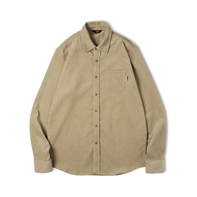 Maden Casual Long Sleeve Shirt Corduroy Bandage Dress Outerwear Coat Corduroy Shirt