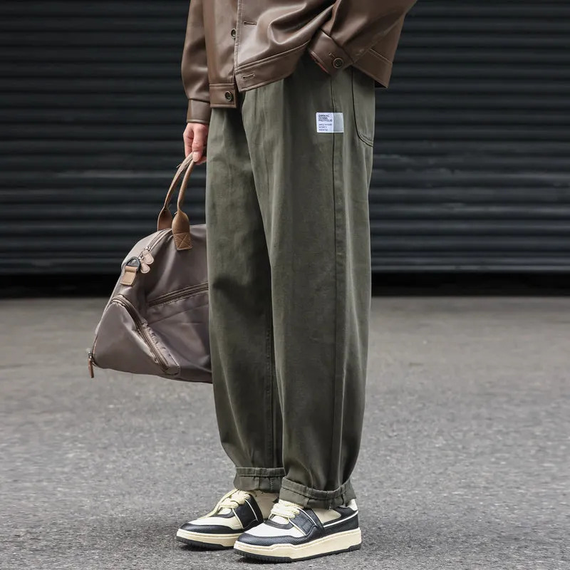 Japanese retro sports drape men's loose Vibe straight leg pants