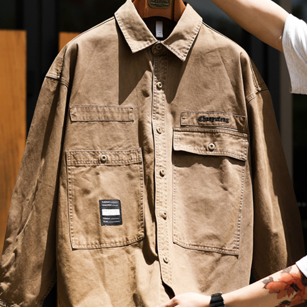 Hardcore canvas workwear shirt jacket, pure cotton brushed hunting coat