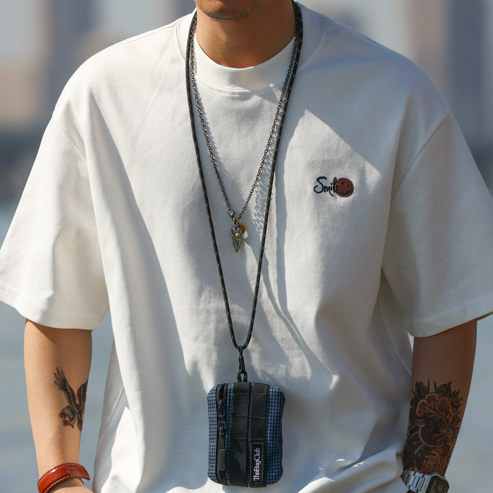 American casual 230g cotton men's embroidered round neck short sleeved T-shirt