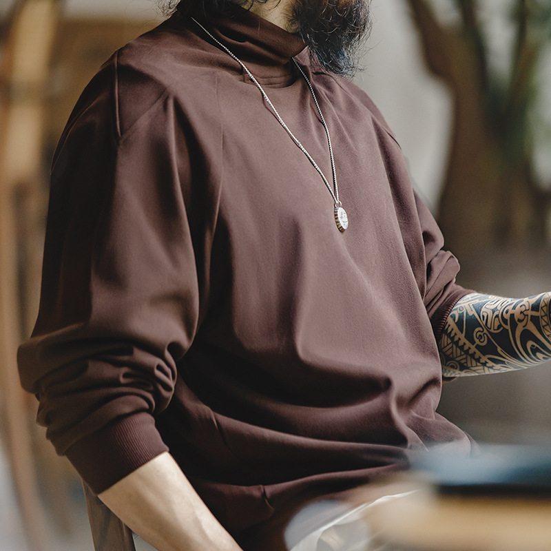 MADEN Retro Imitation Dralon High Collar Warm Raglan Sleeve Bottoming Shirt