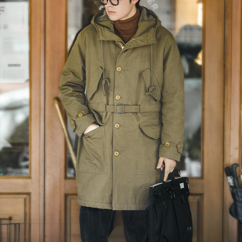 American Retro M47 Heavy-Duty Hooded Warm Mid Length Cotton Jacket