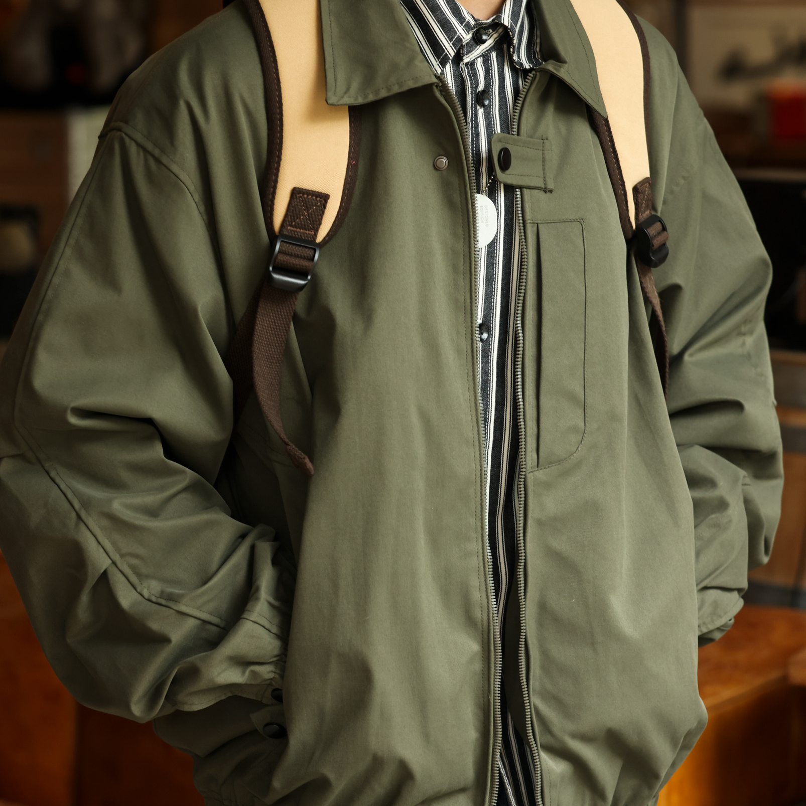 American Retro Lapel Men'S Casual Loose Military Green Detroit Jacket