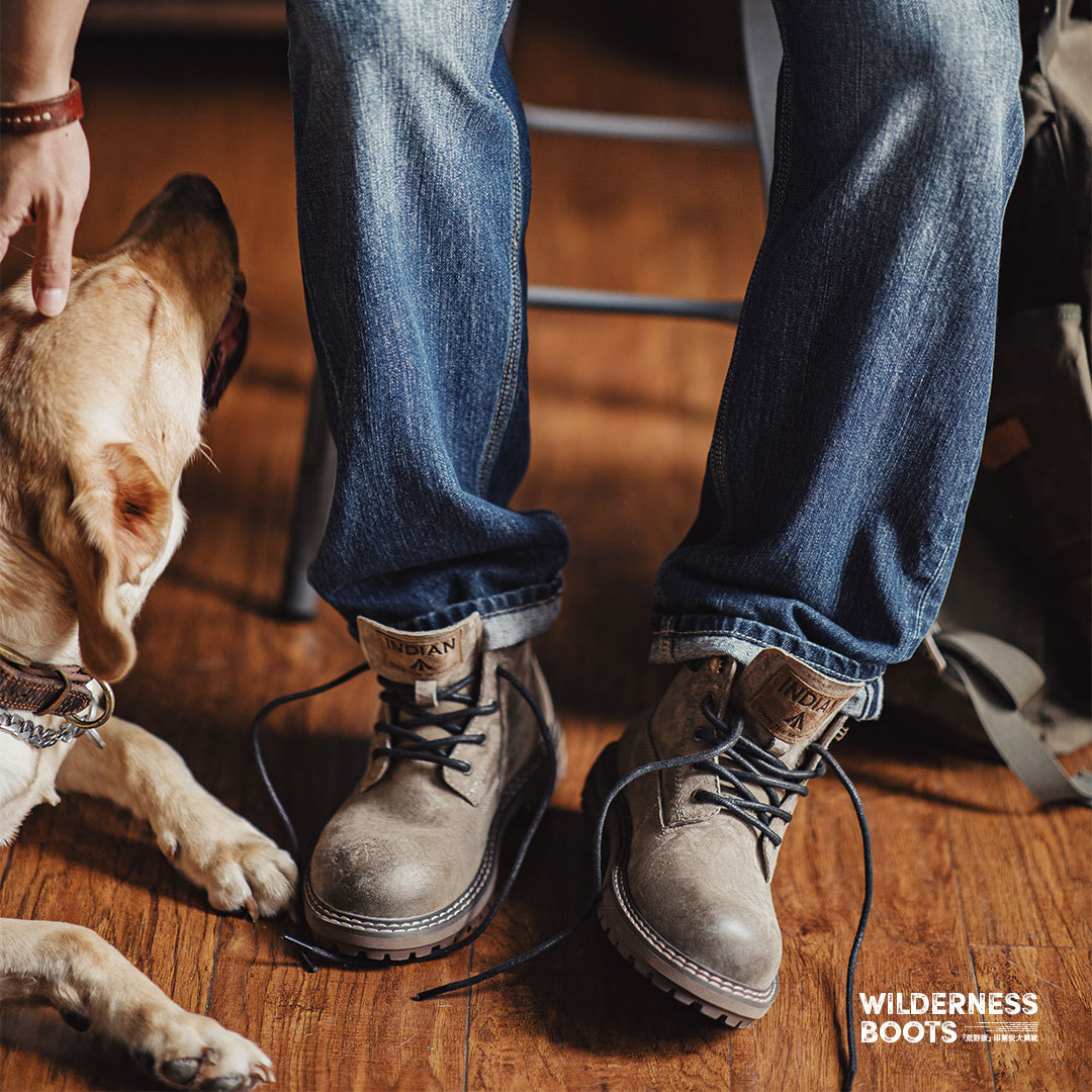 Autumn And Winter New American Retro Leather High-End Brown Mid Top Casual Boots