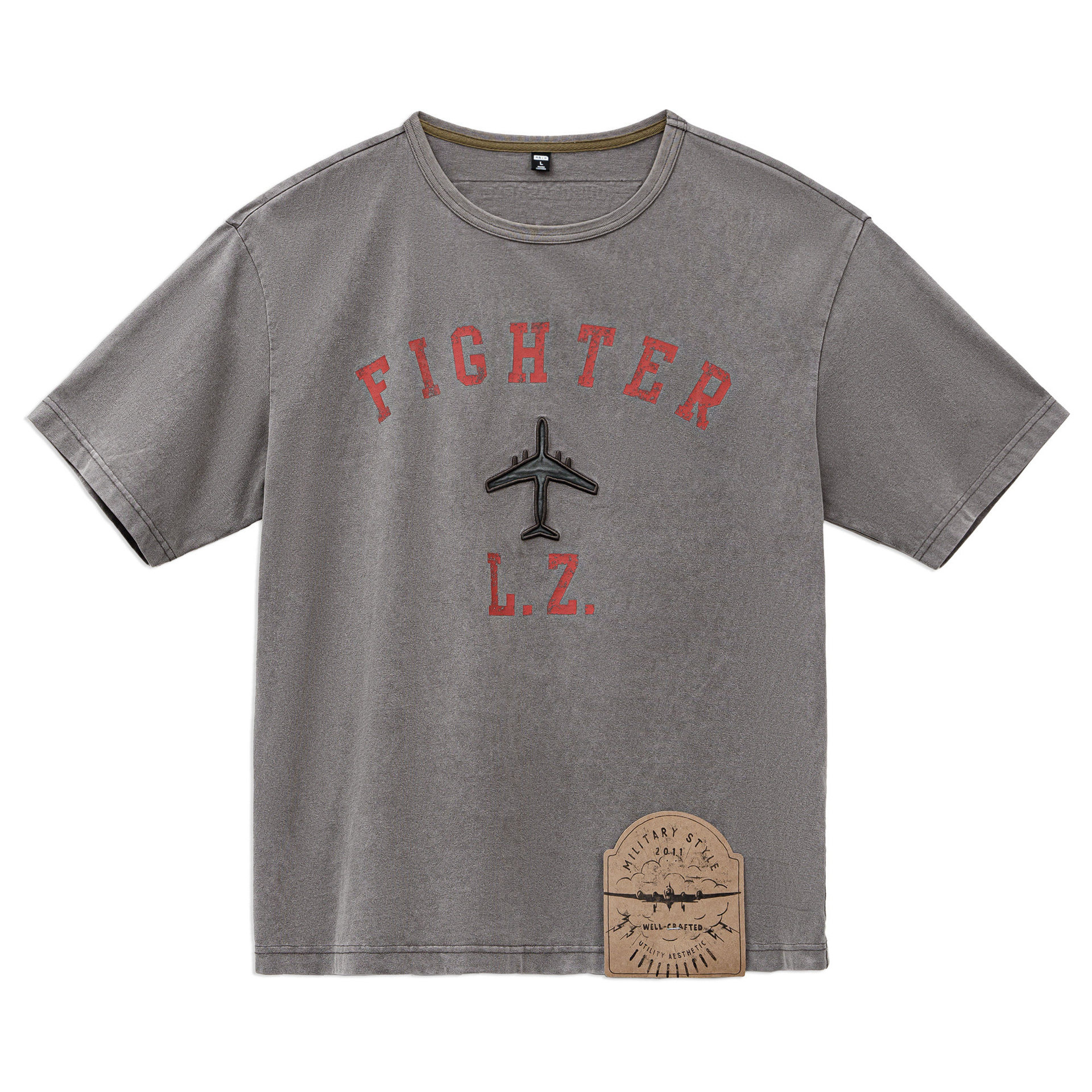 American Retro Pure Cotton Knit Embroidered Print Oversized Round Neck Short Sleeved T-Shirt