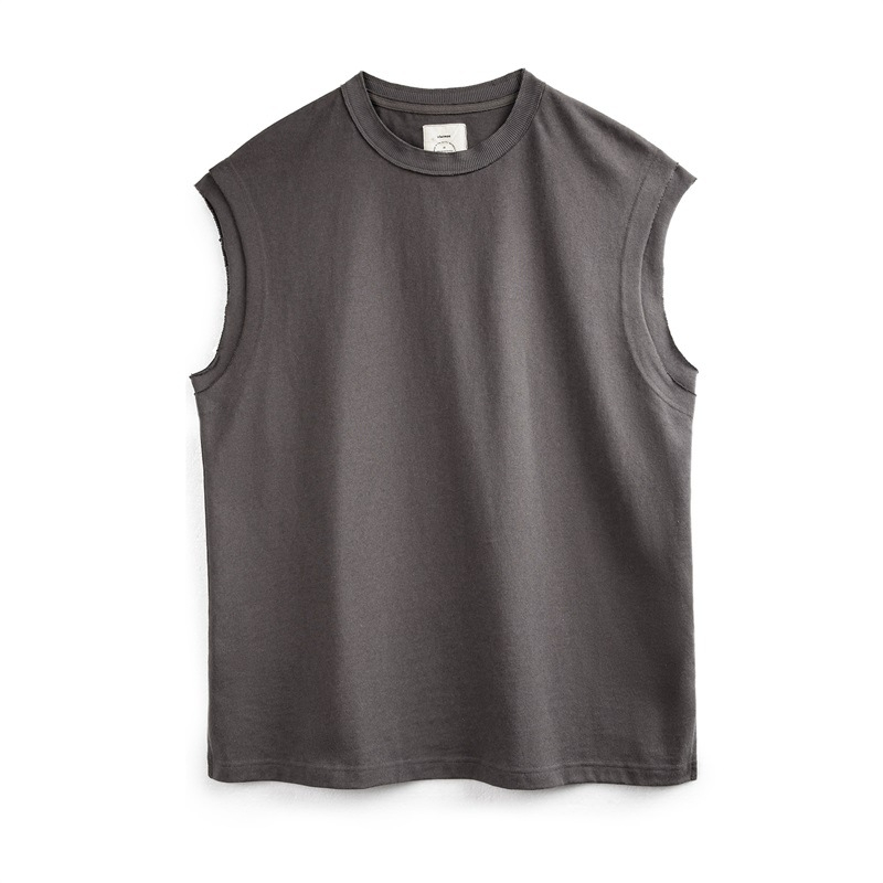 Maden Cotton Seed Shell Heavyweight Knitted Wide Shoulder Sports Pure Cotton Sleeveless T-shirt