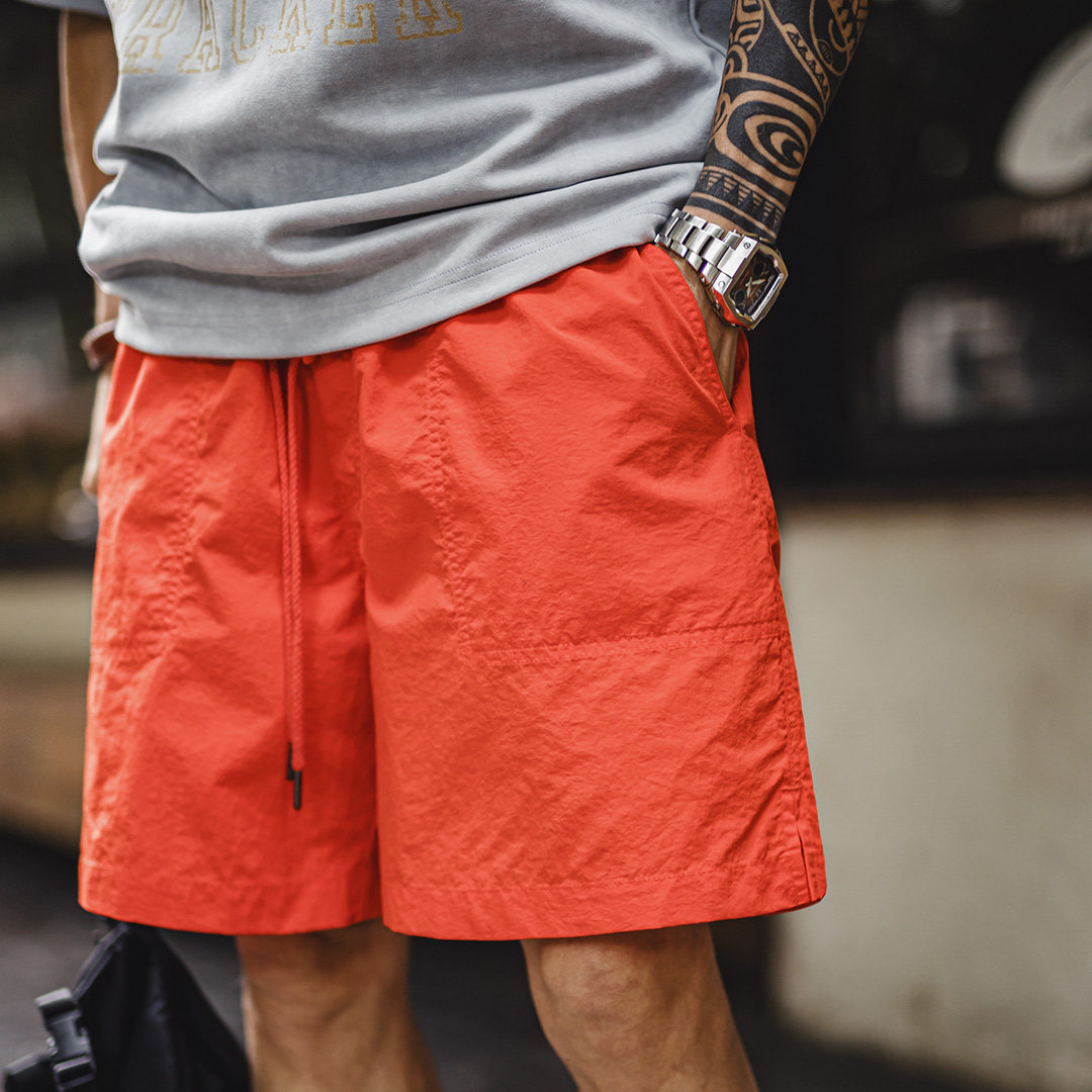 American Style Orange Red Beach Vacation Beach Wear Casual Cropped Pants