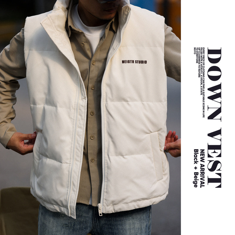 BGYO American casual down vest men's 90 white duck down stand up colla