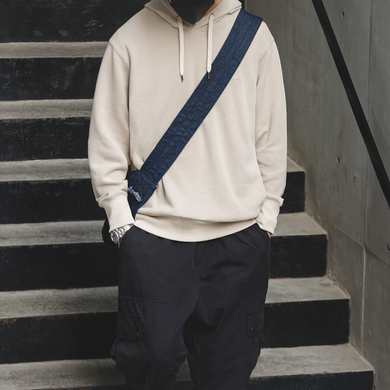 Maden Japanese-Style Retro Gray Hooded Sweater Vintage Amakaji Solid Color Sports Jacket