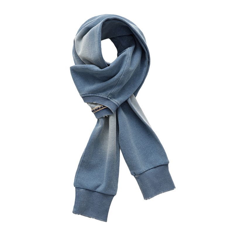 American Style Sweatshirt Scarf Shawl Dual-Use Retro Men'S Blue Warm Scarf