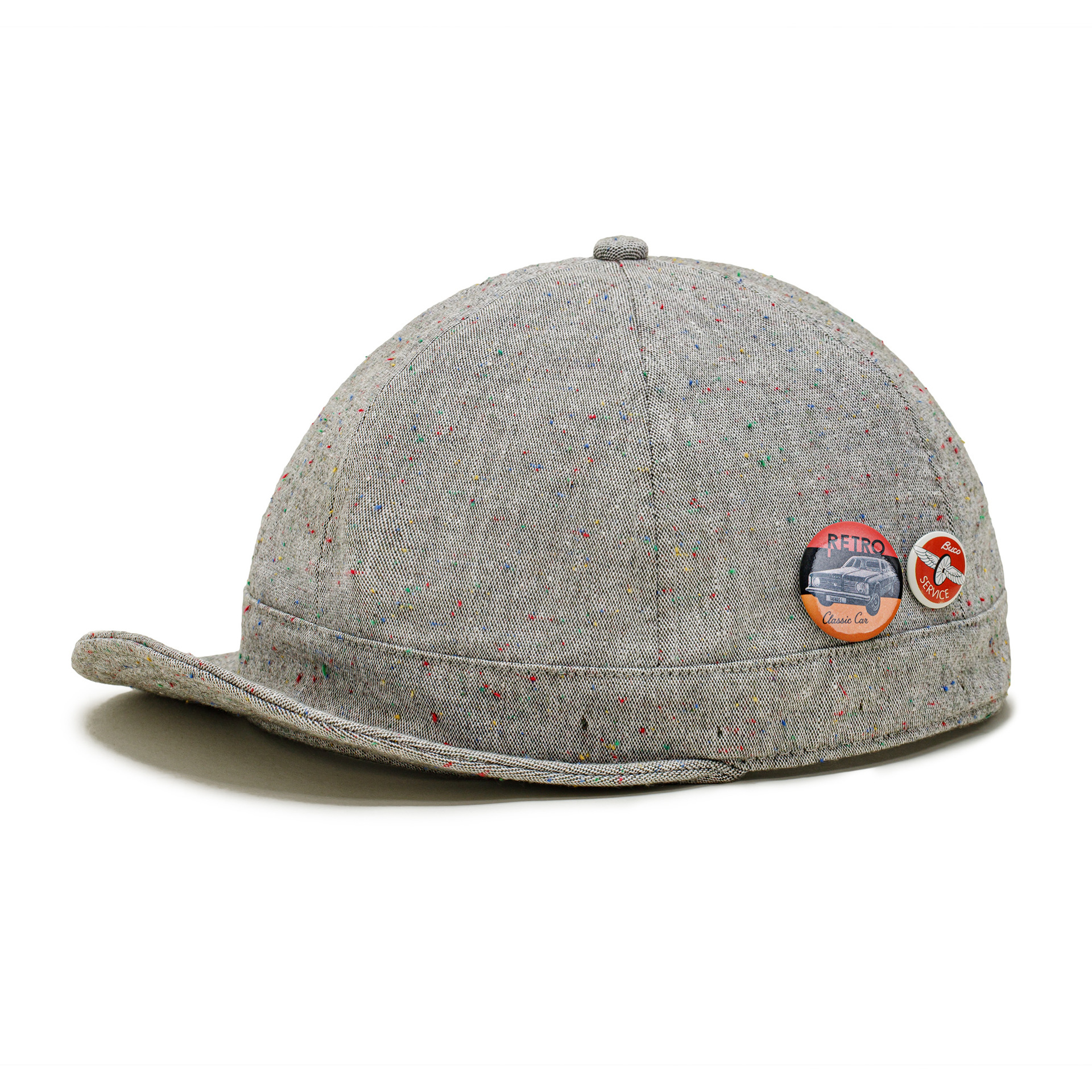MADEN Vintage Blended Dot Yarn Short-Brimmed Hat Dome Distressed Gray Peaked Cap