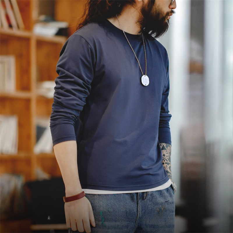 Maden casual Sorona cool long sleeved T-shirt Sorona quick drying antibacterial round neck top