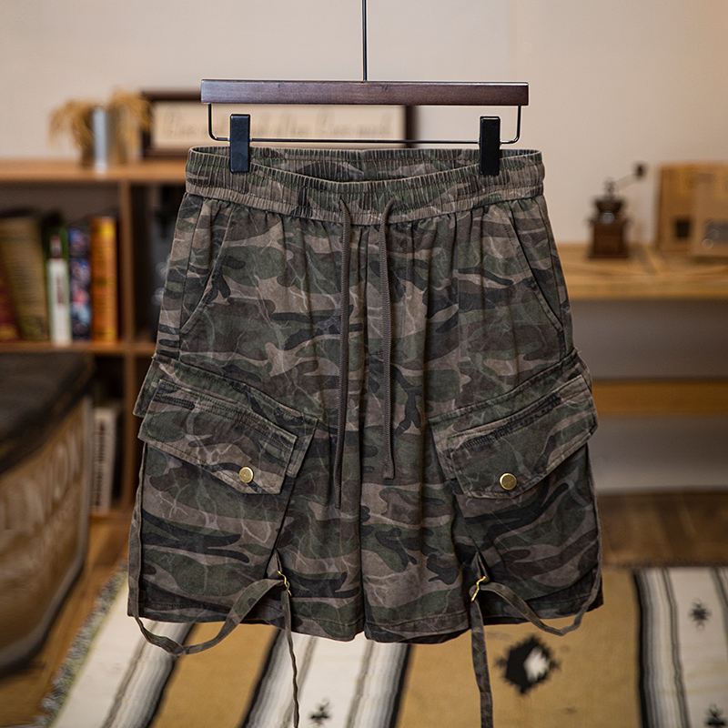 Summer American Retro New Cotton Loose Trendy Brand Camouflage Shorts