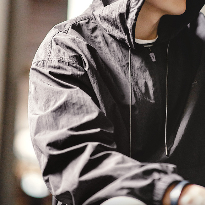 Maden Mountain outdoor half zip hooded jacket hoodie sports style loose casual pullover jacket