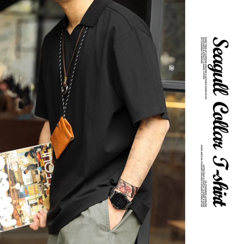 Summer 200g men's cleanfit loose commuting seagull collar polo shirt