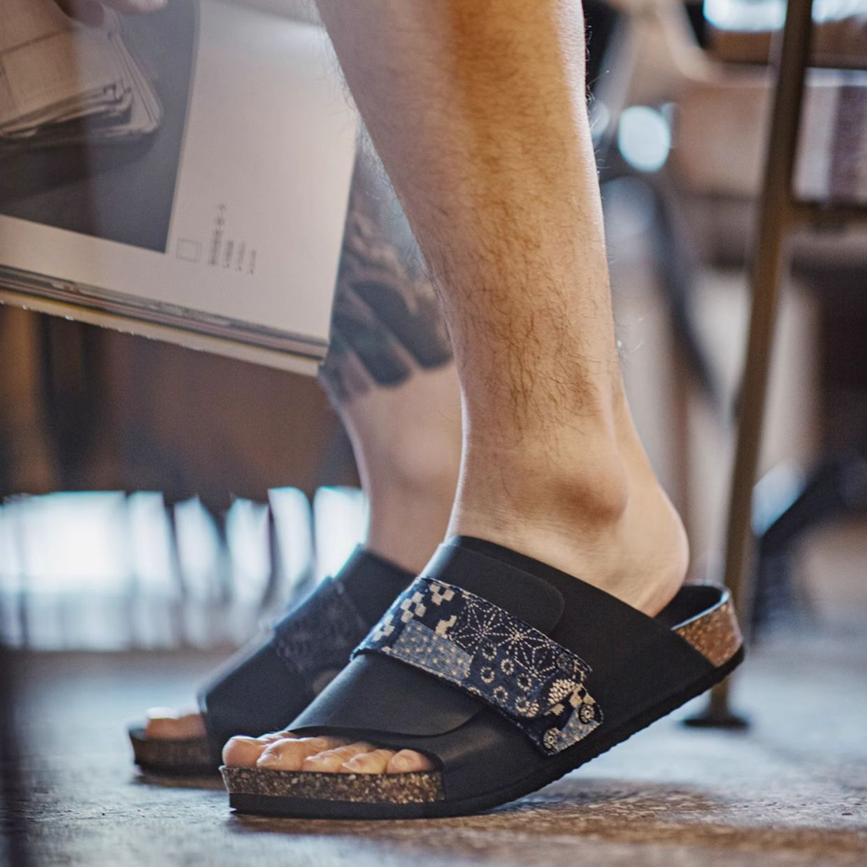 Retro Cork Men's 2025 Summer New Style External Velcro Casual Sandals