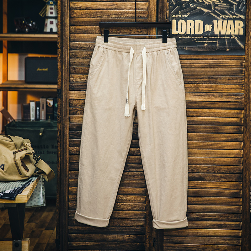 American retro spring new cotton men's loose straight casual pants